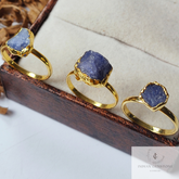 Rough Tanzanite Ring, Statement Ring, Electroplated Ring, Gift for Women, Blue Gemstone Jewelry, Raw Stone Ring, Women Ring, Gift Jewelry